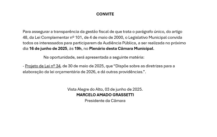 Convite - Audiência Pública.