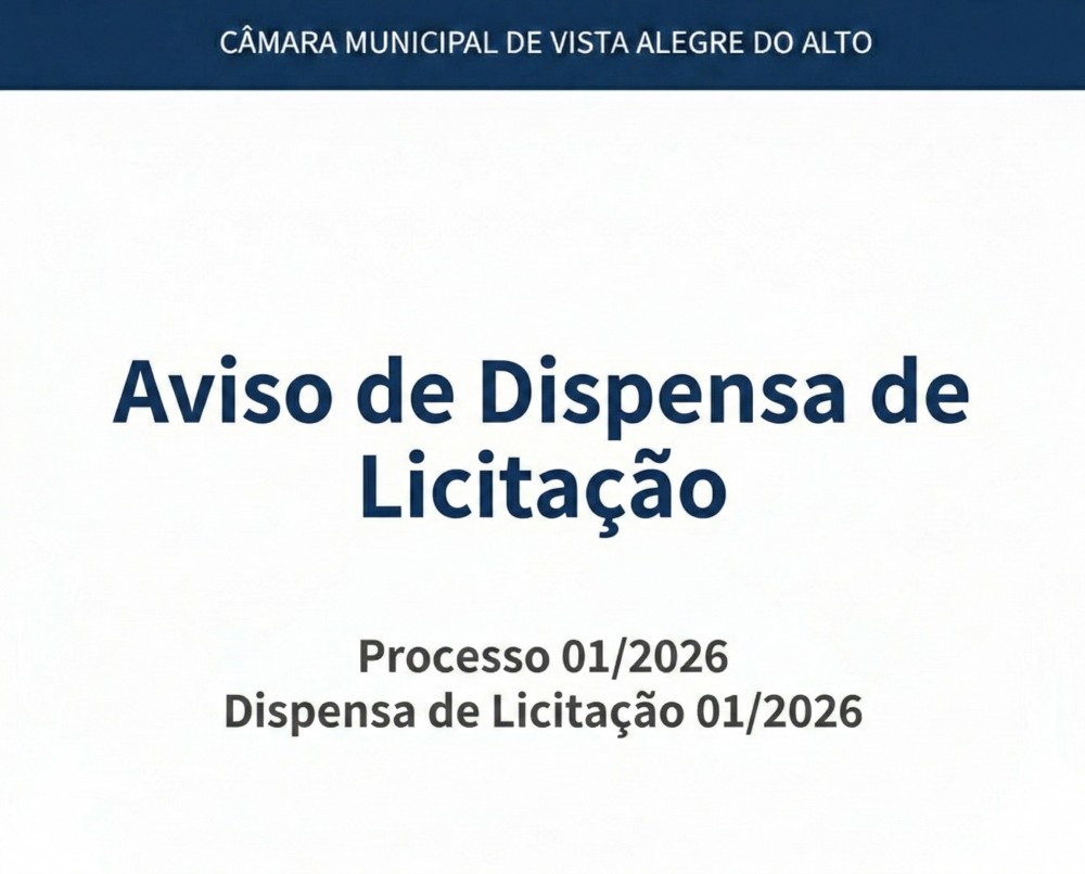 Aviso de Dispensa de Licitação - 01/2026.
