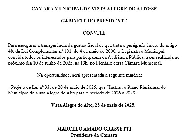 Convite - Audiência Pública.