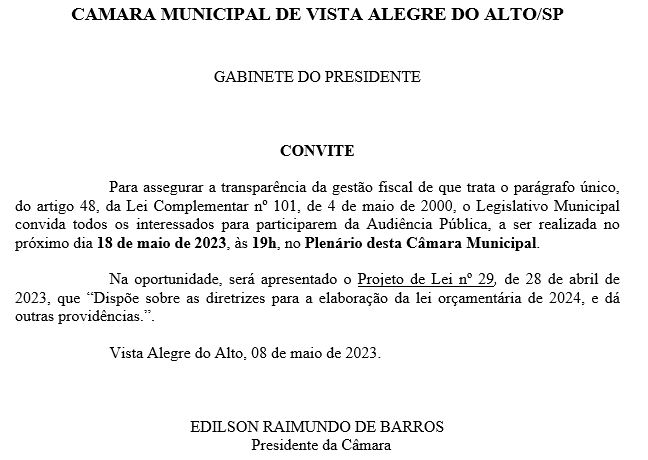 Convite - Audiência Pública.