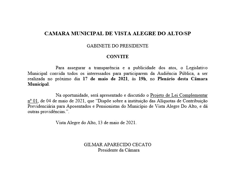 Convite - Audiência Pública.