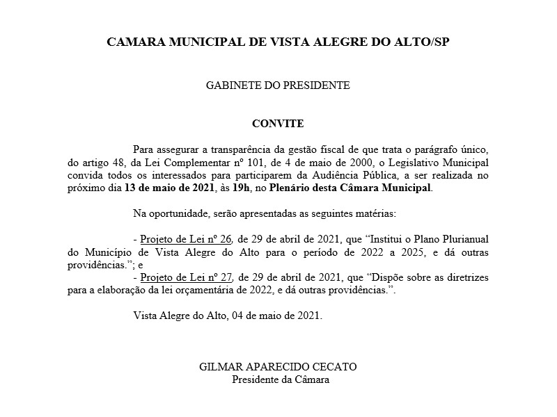 Convite - Audiência Pública.