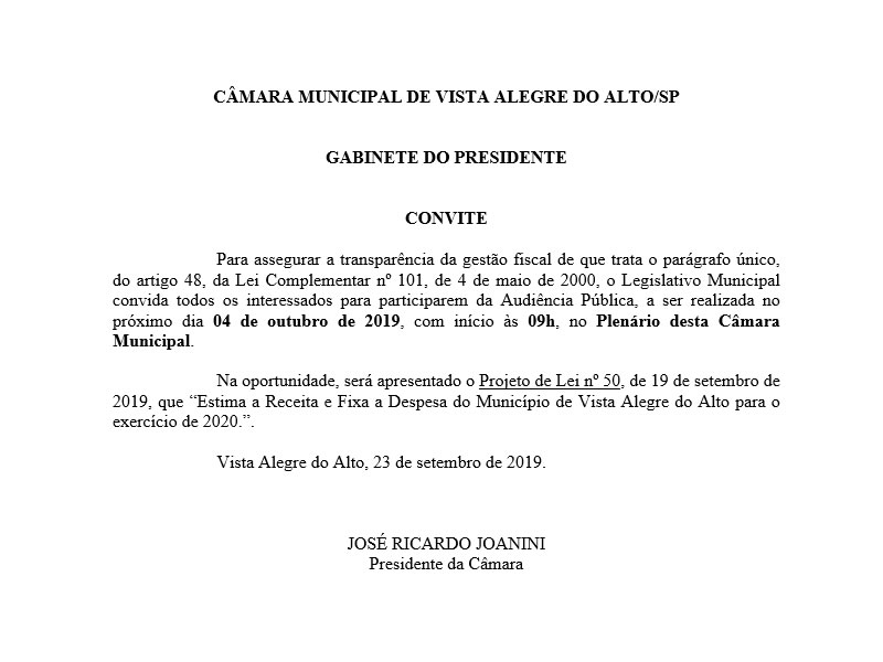 Convite - Audiência Pública.