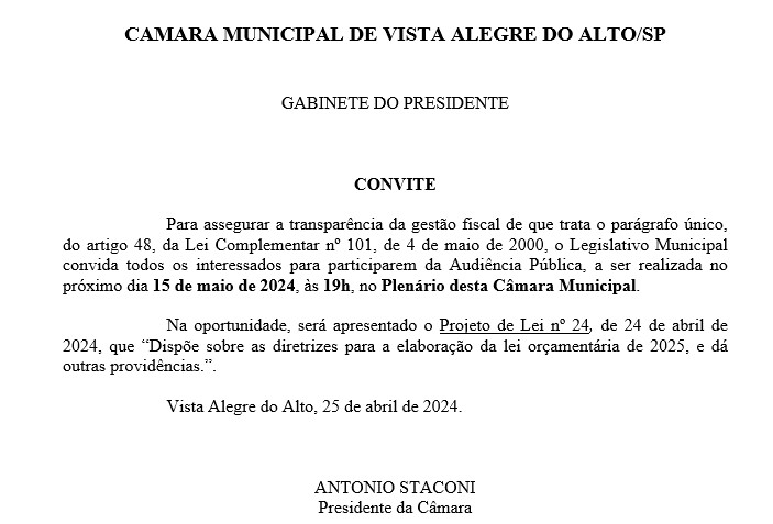 Convite - Audiência Pública.