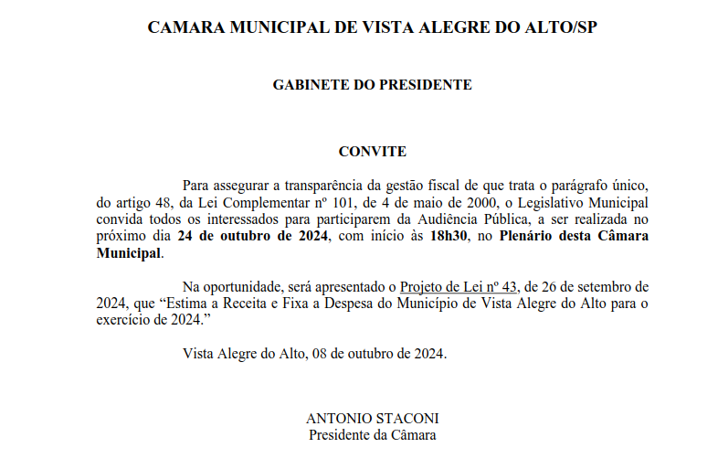 Convite – Audiência Pública.