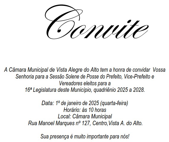Convite - Sessão Solene de Posse 2025.
